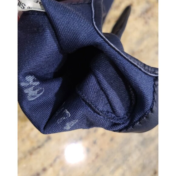 New? Vintage Size S 6.5 Navy Blue Soft Leather Silk Lined Formal 8" Gloves Franc - Picture 13 of 16